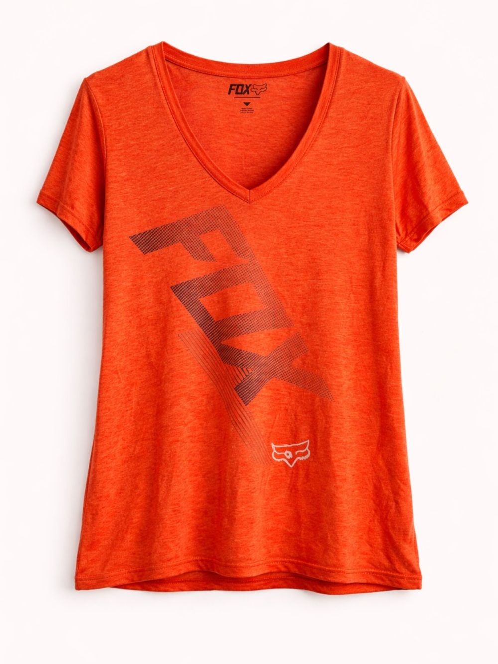 3/$20 Fox Women's Bright Orange V-Neck Graphic Tee